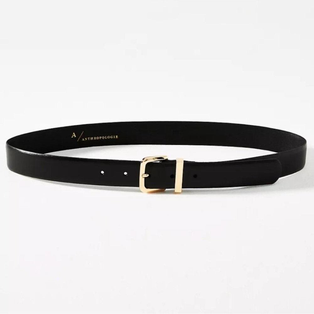 Anthropologie Basic Loop Black Leather Belt